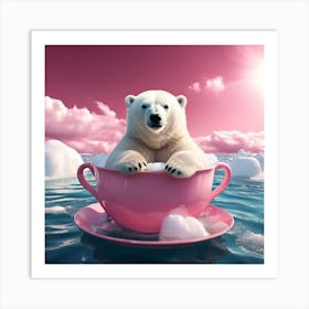 Polar Bear In A Teacup art print Art Print