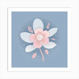 A White And Pink Flower In Minimalist Style Square Composition 82 Art Print