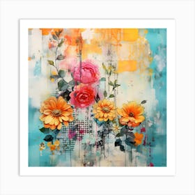 Vintage Bright Flowers 9 Art Print