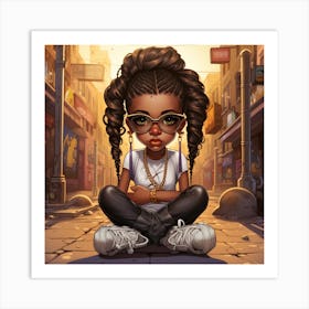 Black Girl With Glasses Art Print