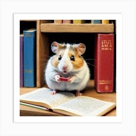 Hamster Reading Book Art Print