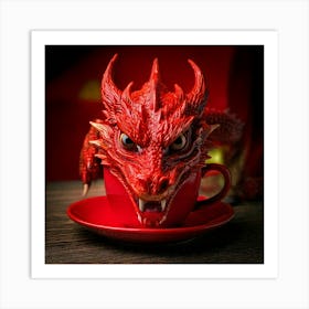 Firefly Angry, Red, Dragon, Glaring, Camera, Cup, Coffee, Fierce, Mythical, Creature, Intense, Fanta (1) Art Print