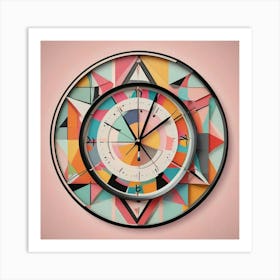 Triangle Geometric Clock Booble Marble Clock Frida Kahlo Clock Prismfold Clock Karma That Goes Around, Comes Around Circle Quote Clock Lucky Cat Clock (51) Art Print