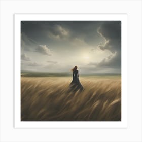 Girl In A Wheat Field Art Print