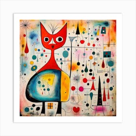 Cat colorful Art Print