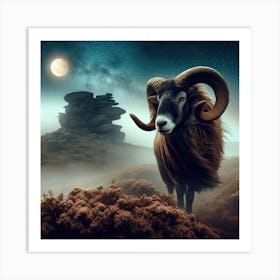 Ram In The Night Sky Art Print