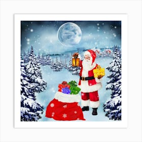 Santa Claus With Gifts Art Print