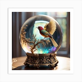 Bird In A Snow Globe Art Print