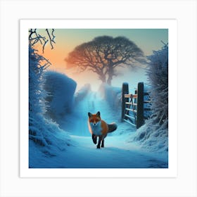 Fox In The Snow Art Print