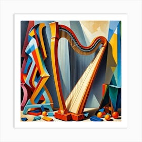 Harps Cubism Style Art Print