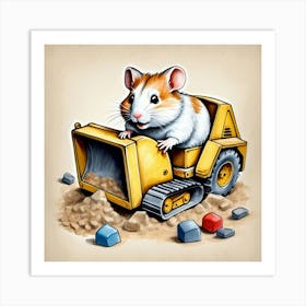 Hamster In A Bulldozer 2 Art Print