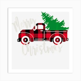 Trending Merry Christmas Buffalo Truck Tree Red Plaid Men Women Art Print