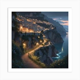 Positano At Night Art Print