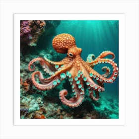 Octopus In The Ocean Art Print