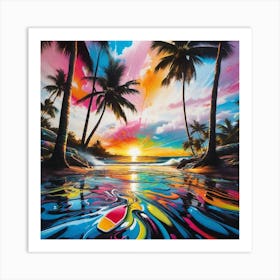 Sunset At The Beach 38 Art Print