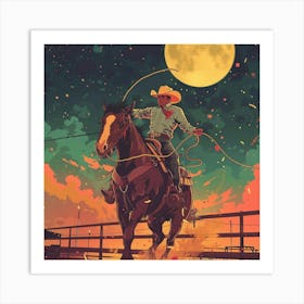 Cowboy On Horseback Art Print