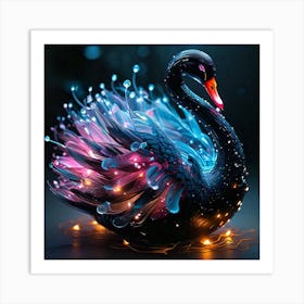 Swan With Lights Art Print