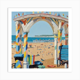 Brighton Beach Series in Style of David Hockney 2 Art Print