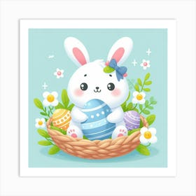 Easter Bunny In A Basket Art Print