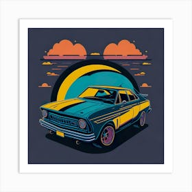 Car Colored Artwork Of Graphic Design Flat (36) Art Print