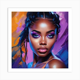 Black Woman With Purple Eyes 1 Art Print