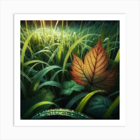 A Leaf on the Grass Art Print