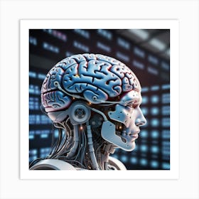 Human Brain With Artificial Intelligence 5 Art Print