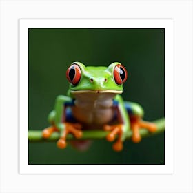 A Charming Red Eyed Tree Frog Sitting On A Leaf 1 Art Print