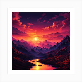 Sunset In The Mountains 6 Art Print