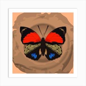 Mechanical Butterfly The Agrias Amydon Tryphon On A Beige Background Art Print