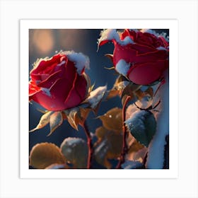 Roses In The Snow Art Print