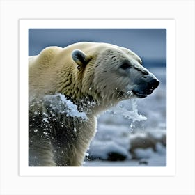 Polar Bear In The Snow Art Print