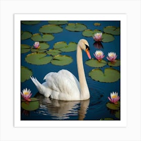 Swan In Water 1 Art Print