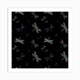 Background Pattern Dragonfly Art Print