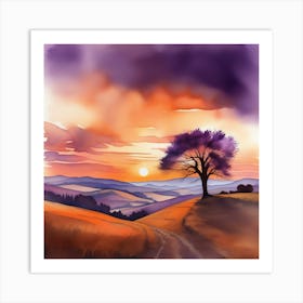 Watercolor Landscape Painting 1 Art Print