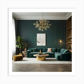 Green Living Room 3 Art Print