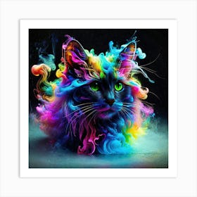 Cat face of colorful clouds Art Print