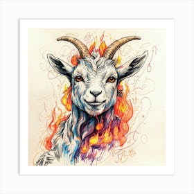 Goat In Flames 25 Art Print