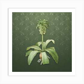 Vintage Eucomis Regia Botanical on Lunar Green Pattern n.1256 Art Print