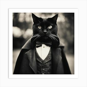 Dracula Cat Old Photography Style Art Print