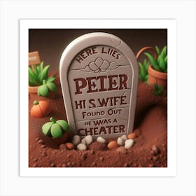 Here Lies Peter His Wife Art Print