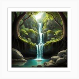 Waterfall In The Forest 5 Art Print