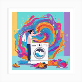 Colorful Washing Machine Art Print