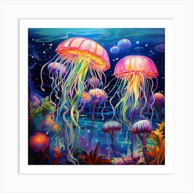 Jellyfish In The Sea 2 Art Print