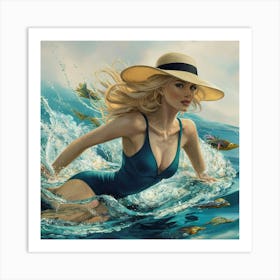 A Stunning Illustration Of A Blonde Woman Swimming Fj0xehptr Mlbtaqbhs Uw Sebfqtgkqq2mvsry83laza Art Print