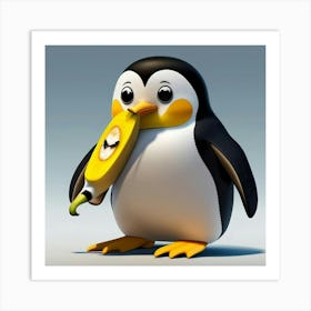 Penguin With Banana Art Print