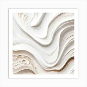 White Wavy Texture abstract painting art Art Print