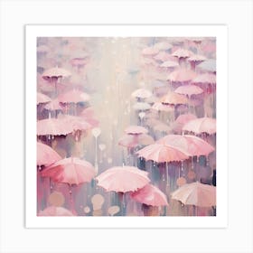 Umbrellas In The Rain 3 Art Print