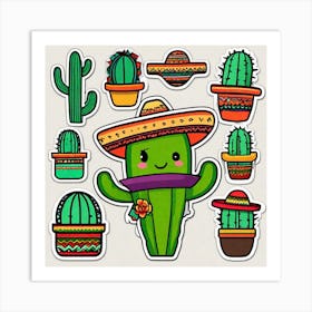 Cactus Stickers 4 Art Print