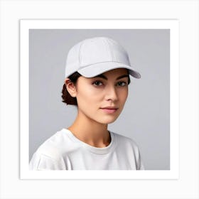 Portrait Of A Woman Wearing A Baseball Cap Art Print